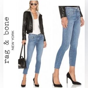 Rag & Bone Mid-Rise Ankle Skinny Jeans, Raw Hem Size 26, Excellent Condition